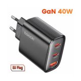 Зарядний пристрій USB+TypeC Toocki 40W GAN (2xType-C + USB-A)