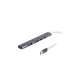 Хаб-юсб Type-C Maxxter HU3C-4P1PD-01, на 4 порти, 1xUSB-A 3.0, 2xUSB-A 2.0, 1xUSB-C (PD100W charging), 1хUSB-C