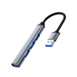 Хаб-юсб 3.0 Dynamode USB Type-A to 1х USB3.0, 3x USB 2.0, метал, темно-сірий (DM-UH-312)