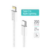 Кабель Type-C/Lightning - 2.0 м Colorway (braided cotton) (PD Fast Charging 27W) 2м сірий