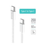 Кабель Type-C/Type-C - 2.0 м ColorWay (braided cotton) (PD Fast Charging 60W) 3.0 А, сірий (CW-CBPDCC068-GR)