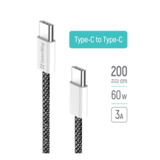 Кабель Type-C/Type-C - 2.0 м ColorWay (braided cotton) (PD Fast Charging 60W) 3.0А 2м чорний