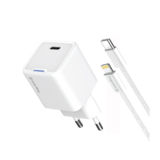 Зарядний пристрій USB 220В Colorway GaN Mini 20W PD Port PPS USB-C білий cable Lightning CW-CHS059PD