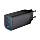 Зарядний пристрій USB 220В Gembird TA-UC-PDQC65-01-BK, 1xUSB-A (QC3.0 27W)+2xType-C (PD 65W), чорний