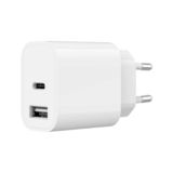 Зарядний пристрій USB 220В Gembird TA-UC-2AC12-01, 1xUSB-A+1xUSB-C 5V/2.4A (12W), чорний
