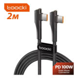 Кабель Type-C/Type-C - 2.0 м Toocki 100W PD QC4.0 FCP AFC - КУТОВИЙ