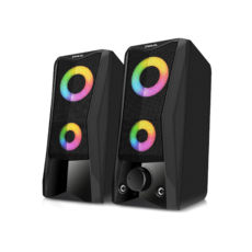   2.0 REAL-EL S-107 black (EL121100017), 2*3W speaker, mini-jack 3,5/USB, RGB