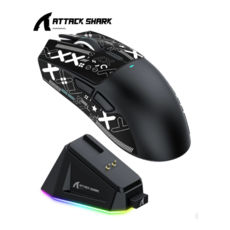 Миша бездротова ігрова ATTACK SHARK X11 чорна. Радіо 2.4Ghz + Bluetooth 5.2 + Док-станція