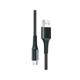 Кабель USB 2.0 Type-C - 1.2 м Grand-X FC-12B 3A, Fast Сharge, Black товст.нейлон обплетення, преміум BOX