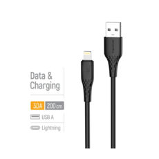 Кабель USB 2.0 Lightning - 2.0 м Colorway Apple Lightning (textured PVC) 3А 2м чорний CW-CBUL095-BK
