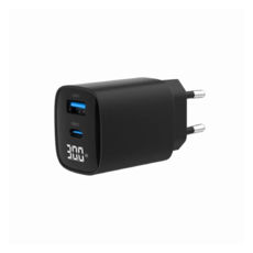 �������� ������� USB 220� Gembird TA-UC-PDQC30LCD-BK-01, 1 USB-A (QC3.0 18W) + 1 Type-C (PD20W), LCD, ������