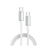 Кабель Type-C/Type-C - 1.0 м Colorway (zinc alloy braided) (PD Fast Charging 100W) 5А 1м білий CW-CBPDCC098-WT