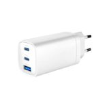 Зарядний пристрій USB 220В Gembird TA-UC-PDQC65-01-W, 1xUSB-A (QC3.0 27W)+2xType-C (PD 65W), білий
